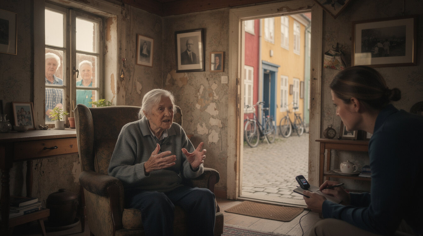 elderly person in old house