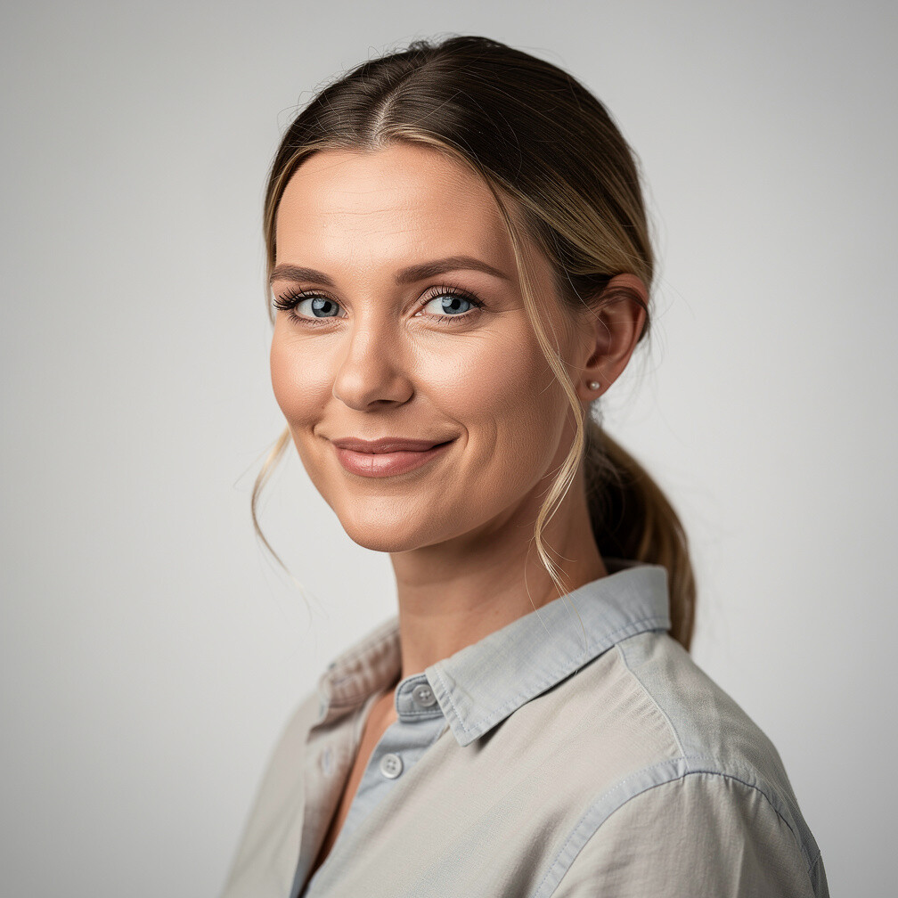 Studio portrait of a Scandinavian woman interviewer