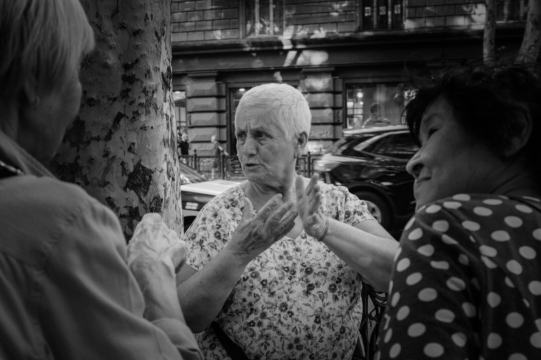 old woman telling story