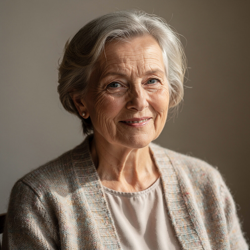 Portrait of an elderly Danish woman smiling